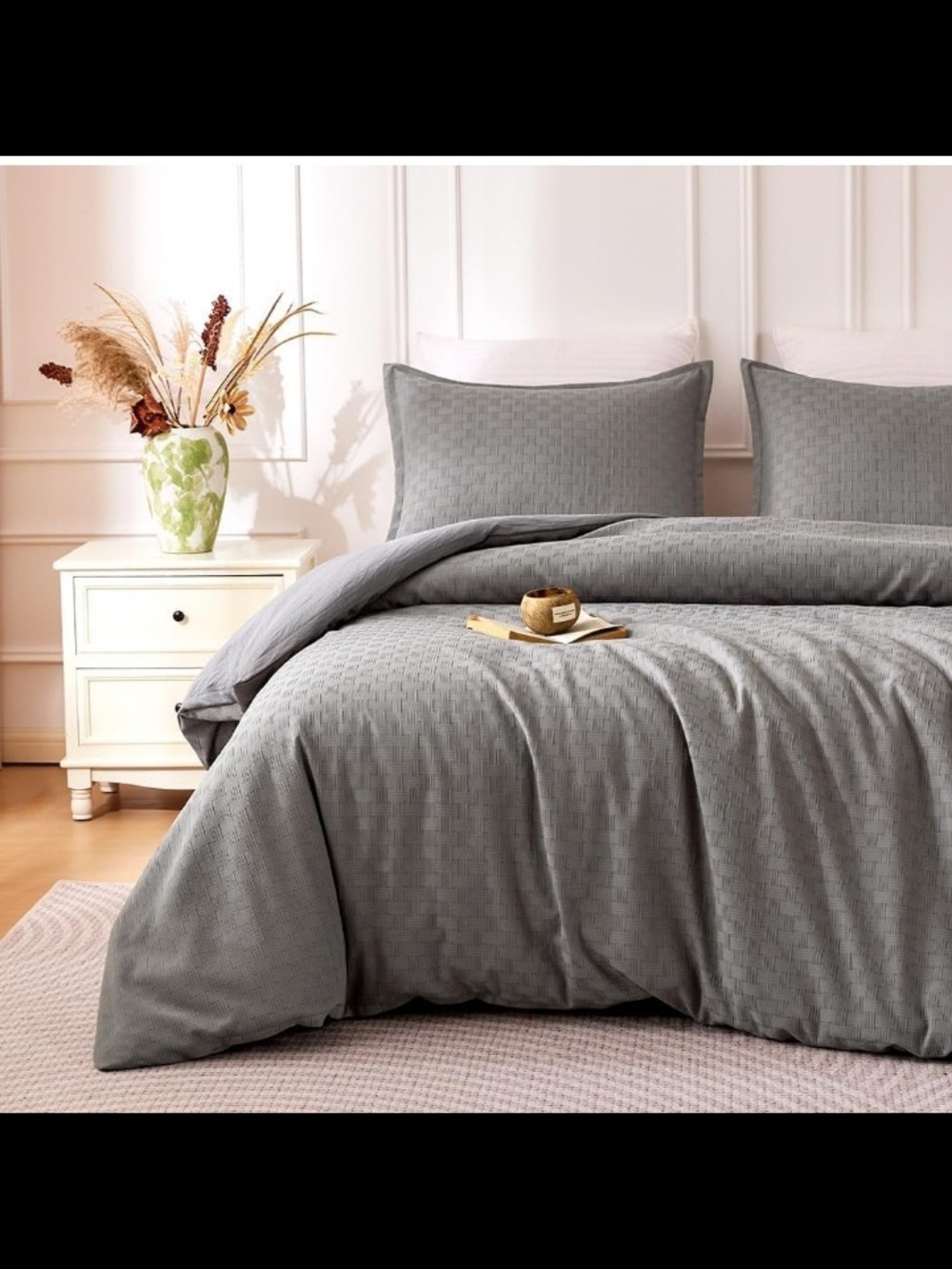 SLEEP ZONE Waffle Duvet Cover Set Twin Size